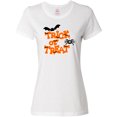 thumbnail image 3 of Inktastic Halloween Trick-or-Treat with Spider and Bats Women's T-Shirt, 3 of 5