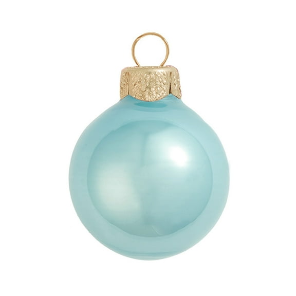 40ct Pearl Baby Blue Glass Ball Christmas Ornaments 1.5" (40mm)