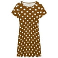 thumbnail image 3 of White And Brown Polka Dots Dress Fashion Beach Short Sleeve Dresses Female Party Printed Sundress, 3 of 7