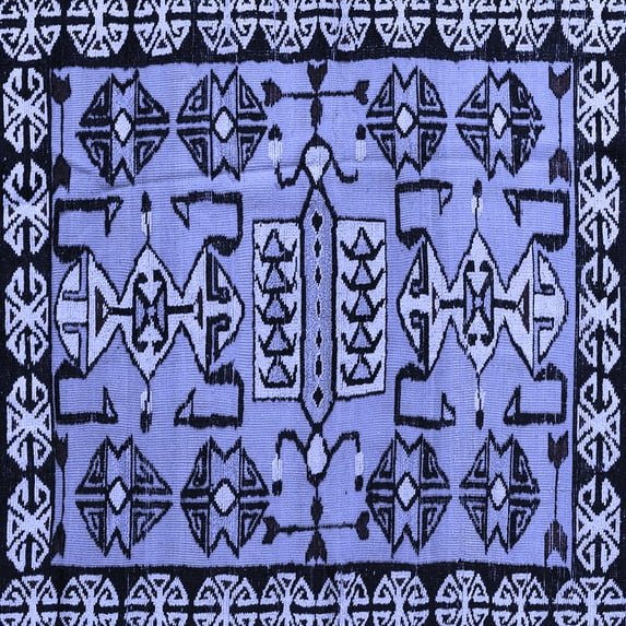 Ahgly Company Indoor Square Abstract Blue Modern Area Rugs, 4' Square