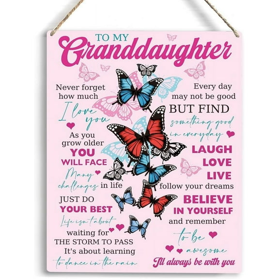 Inspirational Granddaughter Gifts From Grandma Grandpa To My Granddaughter Wooden Hanging Sign Granddaughter Gifts Birthday Christmas Gifts For Her Artwork Rooms Home Decor 8 X 10 Inches
