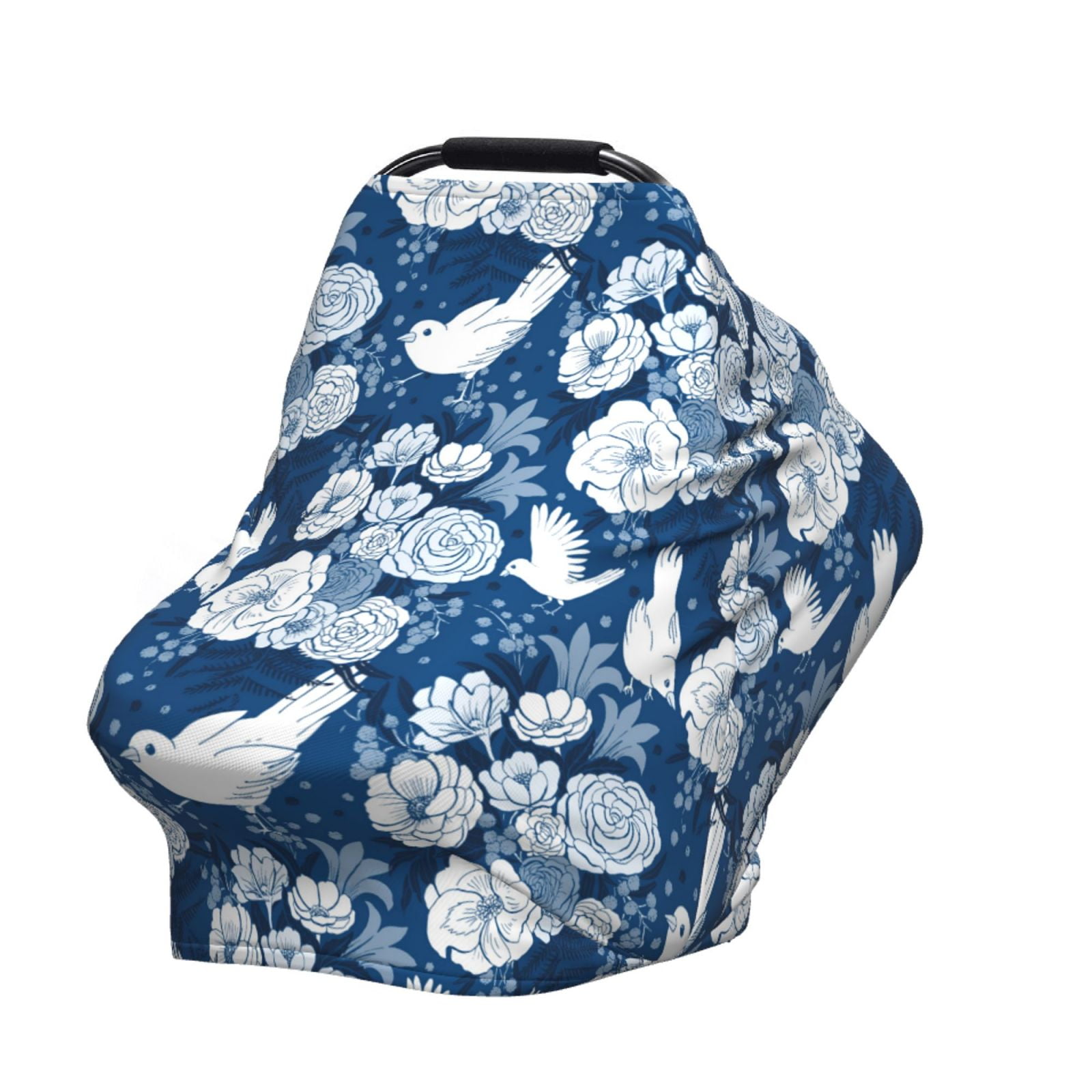 Fotbe Rose Flowers Pattern Car Seat Covers for Babies, Nursing Breastfeeding Cover Infant Carseat Canopy, Soft Stretchy Carrier Cover