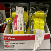 Hyper Tough Brand 2”x27 Tie down Straps with over Size Ratchet Handle 3333lbs, Work Load with DJ-Hooks Single Pack