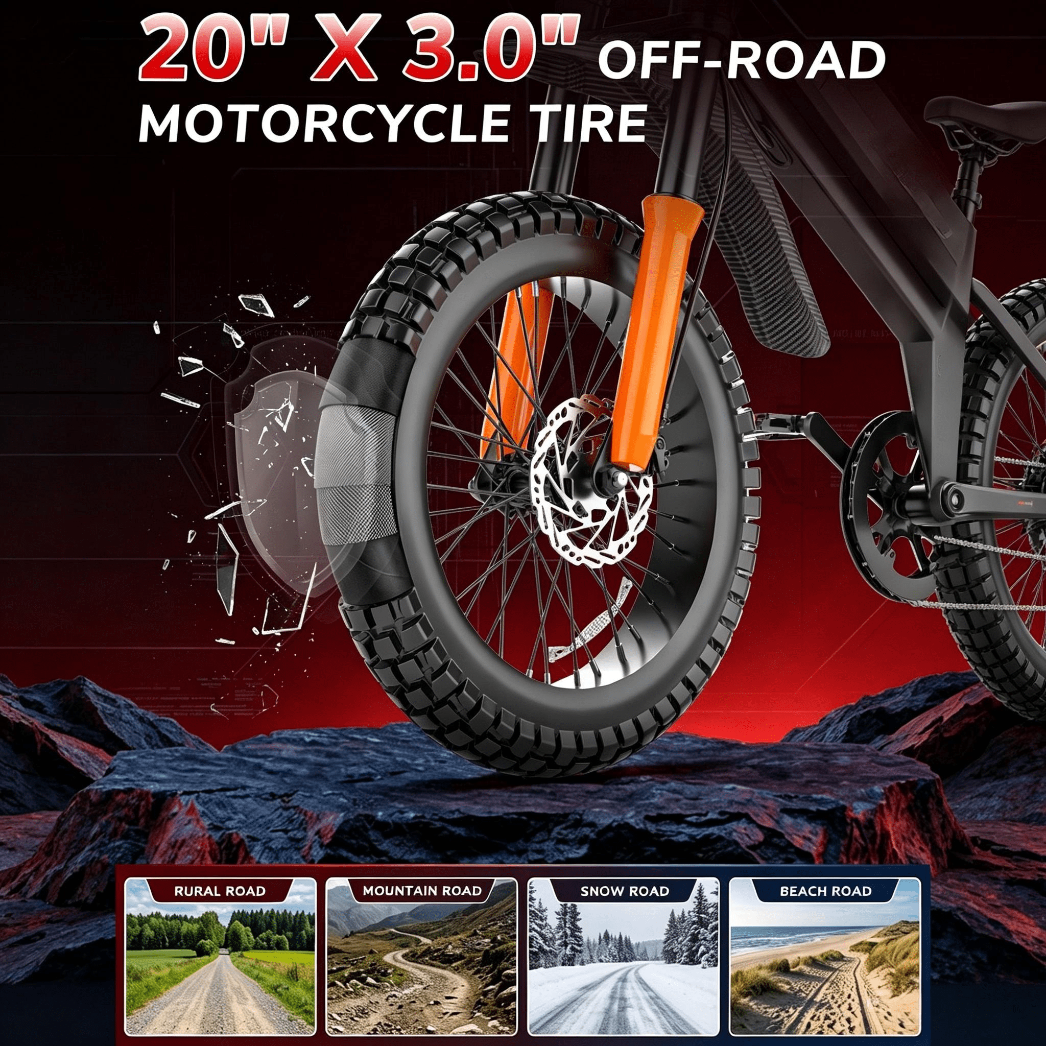 AZHAR GT50 Electric Bike for Adults, 750W Motor 20mph, 20"x3" Fat Tire Mountain Bike, 48V/23Ah Battery, Class 2  UL2849