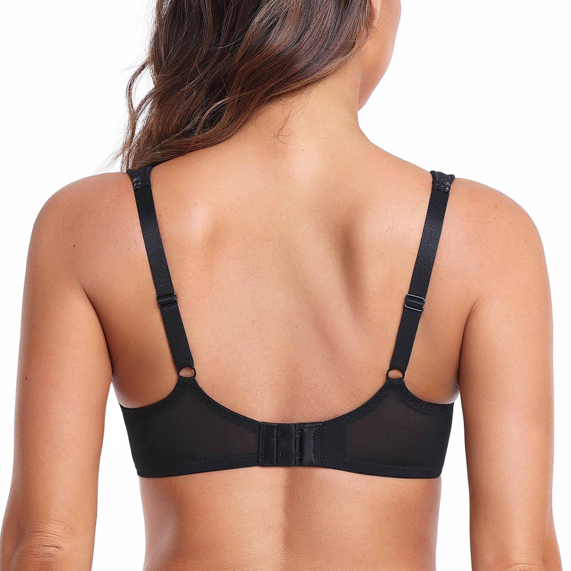 Exerin Women's Balconette Bra Demi Half Cup Underwire Lightly Padded(34C,Black)