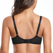 Exerin Women's Balconette Bra Demi Half Cup Underwire Lightly Padded(36DDD,Black)
