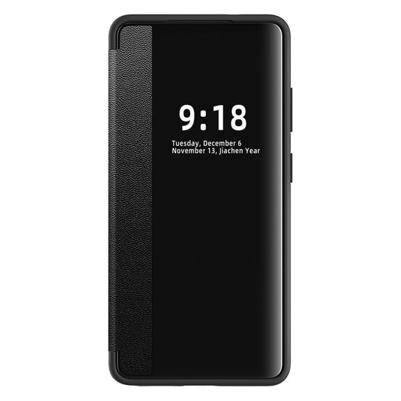 Dteck PU Leather Flip Case for Samsung Galaxy S26 Ultra, Shockproof View Window Cover with Kickstand Full Body Protective Slim Phone Case, Black