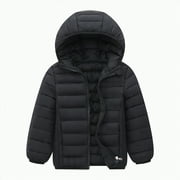 REGARM Kids Boys Girls Winter Coats & Jackets,Kids Toddler Lightweight Padded Hooded Puffer Autumn and Winter Coat Black,Size 8-9 Years
