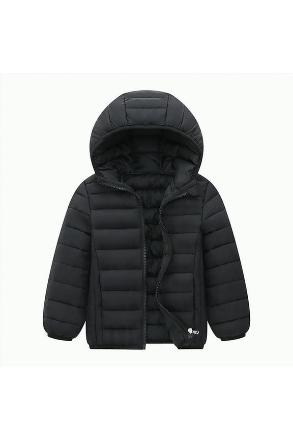 Kids Boys Girls Winter Coats & Jackets,Kids Toddler Lightweight Padded Hooded Puffer Autumn and Winter Coat Black,Size 3-4 Years