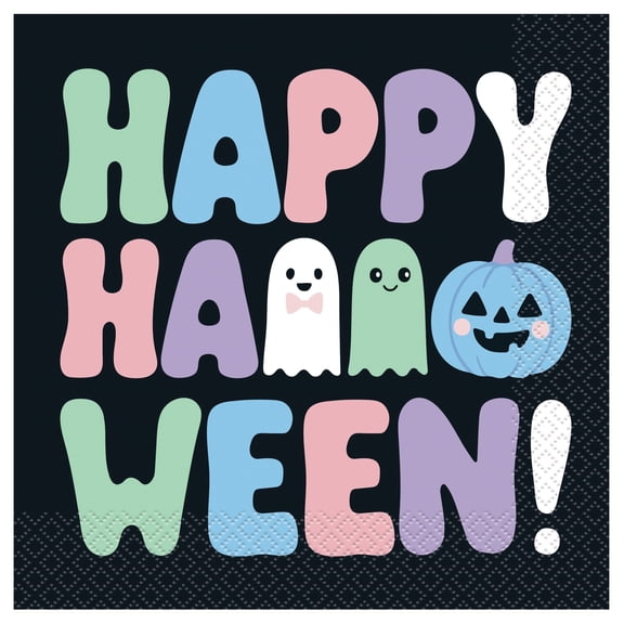 Happy Halloween Disposable Paper Napkins, Multicolor, 6.5" x 6.5", 45 Count, Halloween by Way To Celebrate