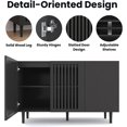 thumbnail image 5 of Modern Storage Cabinet, 94.4" Buffet Cabinet with 6 DIY Doors and Adjustable Shelf, Sideboard Coffee Bar with Solid Wood Feet for Kitchen,Dining Room,Living Room,Black, 5 of 16