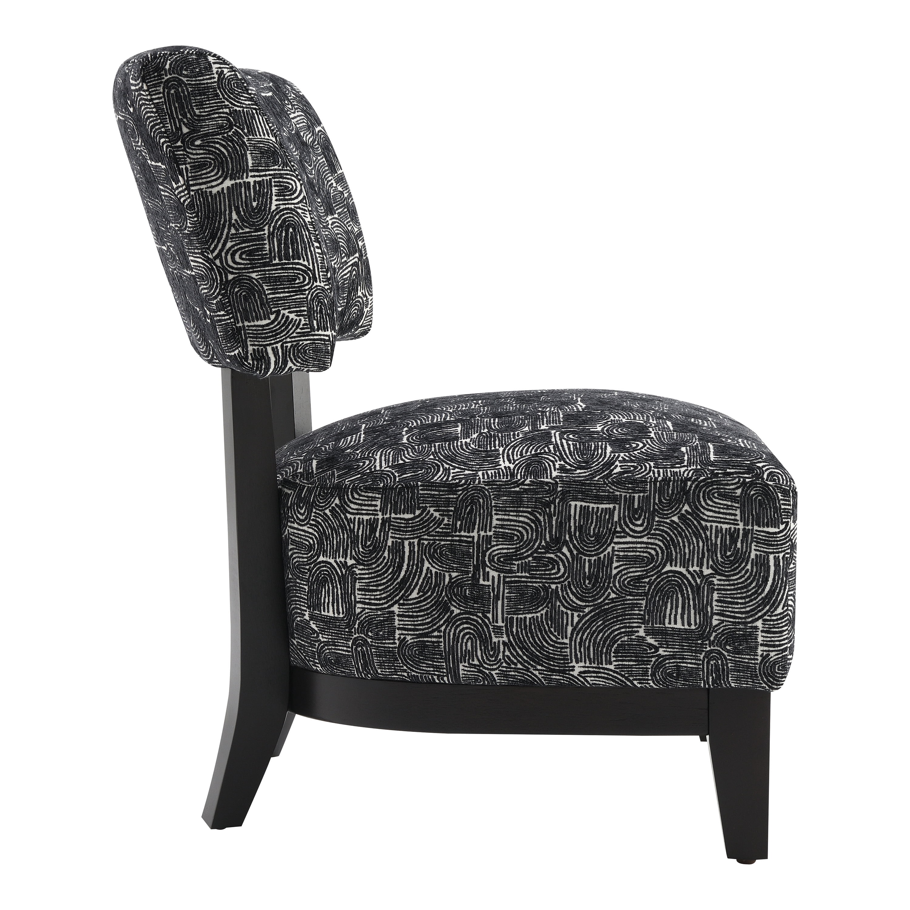 Furniture of America Swene Modern Fabric Abstract Pattern Accent Chair, Black