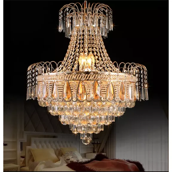 LUOLAX Luxury Crystal Chandelier Home Lighting Ceiling Fixtures Decor Pendant Lamp Gold