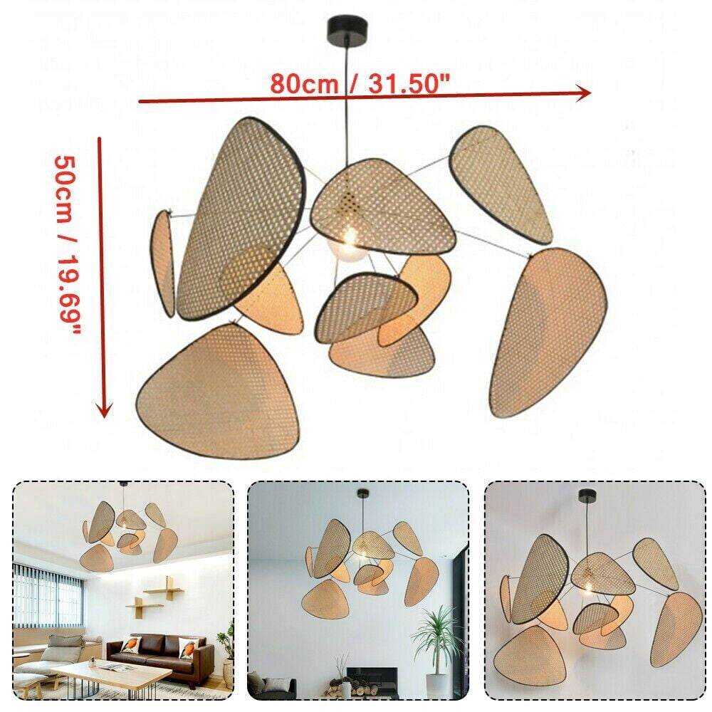 Miumaeov Bamboo Wicker Chandelier Pendant Light Rattan Hanging Lamp Chandelier Light Fixture for Bedroom Dining Room Cafe Bar