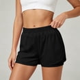 thumbnail image 5 of XIAOCHA Womens Solid Athletic Shorts Smocked High Waist Side Split Pocket Gym Bermudas, 5 of 8
