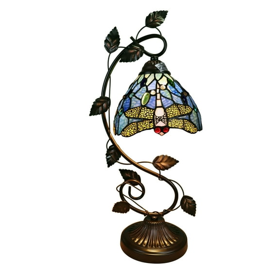 Radiance Goods Dragonfly Tiffany-Style 1 Light Accent Table Lamp 8" Wide
