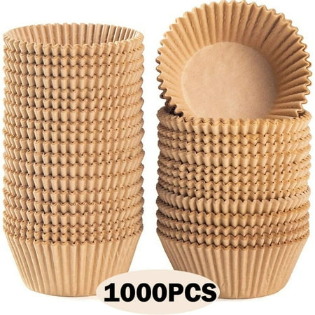 

Natural Odorless Cupcake Liners Standard Greaseproof Paper Muffin Baking Cups 1000-Count Natural Color