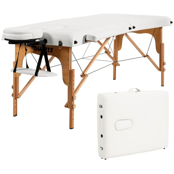 Costway 84''L Portable Massage Table Adjustable Facial Spa Bed Tattoo w/ Carry Case White