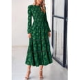 thumbnail image 3 of Vestido PRETTYGARDEN para mujer, midi, manga larga, de otoño, verde oscuro, 3 of 9