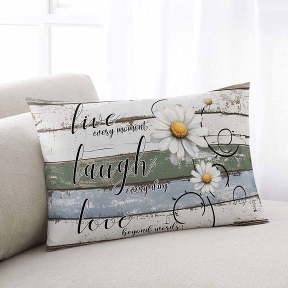 White Green Blue King Size Pillow Cover,Pillowcase Protectors with Zipper,Breathable Decorative Throw Pillow Case Cover,Vintage Wooden Rustic White Daisy Floral Pillow Shams for Couch Sofa 20x36Inch