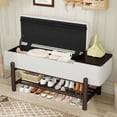 thumbnail image 2 of Euroco Farmhouse Upholstered Storage Bench with Hidden Compartment, Modern Entryway Bench for Living Room, Entryway, and Hallways (Espresso), 2 of 9