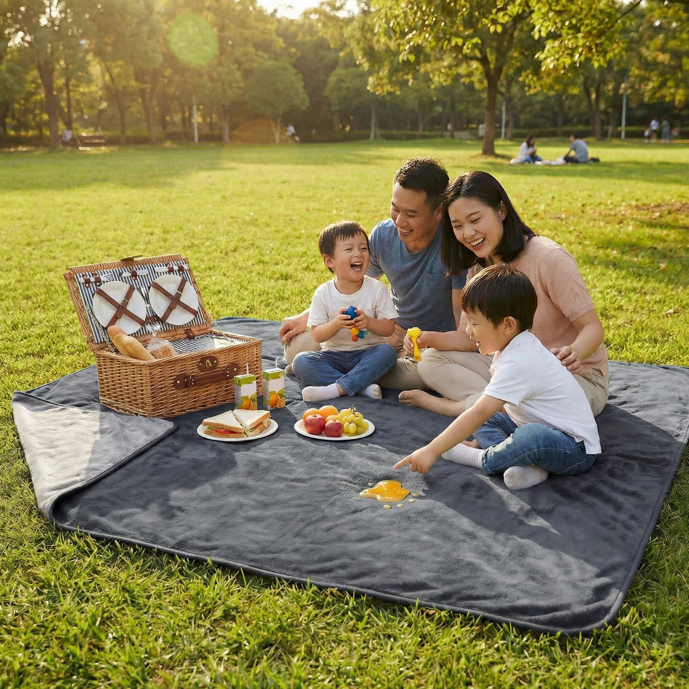 Lavish Home 80x80 Waterproof Blanket for Kids, Pets, and Outdoors (Gray)