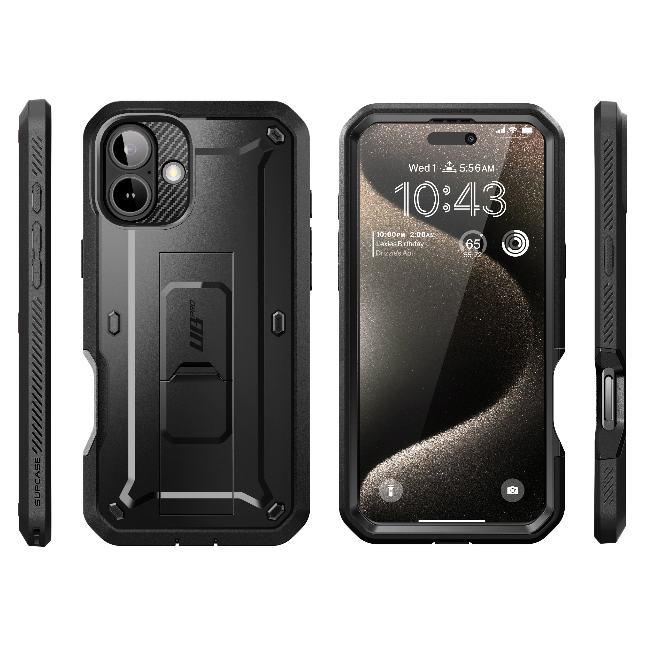 SUPCASE Unicorn Beetle Pro for 2024 Apple iPhone 16 (6.1") Case with Screen Protector,[Built-in Stand & Belt-Clip][Military-Grade Protection] Phone Case Shockproof Cover for iPhone 16, 6.1 inch, Black