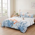 thumbnail image 2 of Queen Quilt Set 90''x96'', Coastal Coral Lightweight Bedspread Coverlet Set with 2 Pillow Shams, Blue Ocean Starfish Seagrass Watercolor Breathable All Season Quilt Bedding for Bedroom/Guest Room, 2 of 9