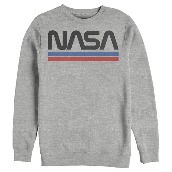 Men's NASA Stripe Minimal Logo Vintage Sweatshirt Athletic Heather 2X Large
