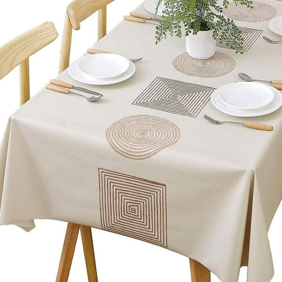 Table Cloth Wipeable Tablecloth Pvc Plastic Wipe Clean Waterproof Rectangular Table Cover Protector For Kitchen Picnic Outdoor Indoor (137x185 Cm