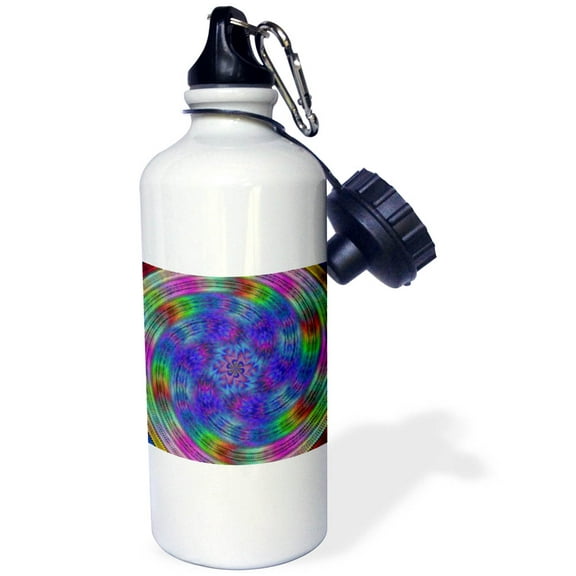 3dRose, Liquid Rainbow - spiral fractal design, 21 oz Sports Water Bottle