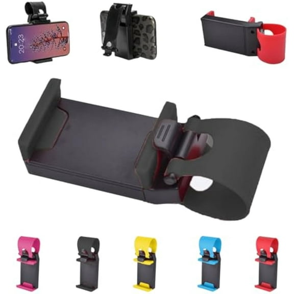 Collectale Steering Wheel Phone Holder, Car Steering Wheel Phone Holder for iPhone, Magnetic Bar Mount with Adjustable Strap, Easy Navigation & Communication, for Most Steerings Wheels (Black)