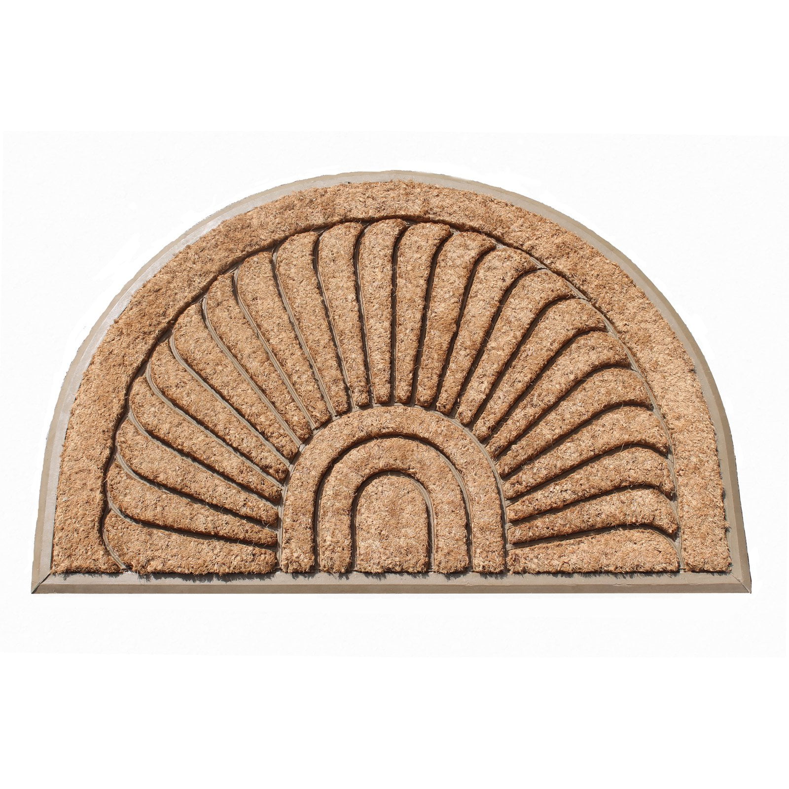 First Impression Sunburst Half Moon Tapered Edge Door Mat Beige