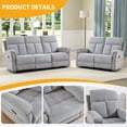 thumbnail image 7 of Bonzy Home Reclining Sofa Set with Adjustable Backrest, Living Room Recliner Sofa Set for Adult with Loveseat & 3‑Seat Sofa, Couch Recliners for Living Room Furniture, Light Gray, 7 of 7