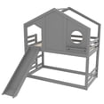 thumbnail image 6 of Harper & Bright Designs Twin Size House Bunk Bed with Slide and Storage Shelves, Wood Bunk Bed Frame with Window for Boys and Girls, Gray, 6 of 13