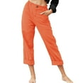 thumbnail image 1 of Womens Casual Solid Color Pockets Zipper Elastic Button Waist Pants Long Trousers, 1 of 6
