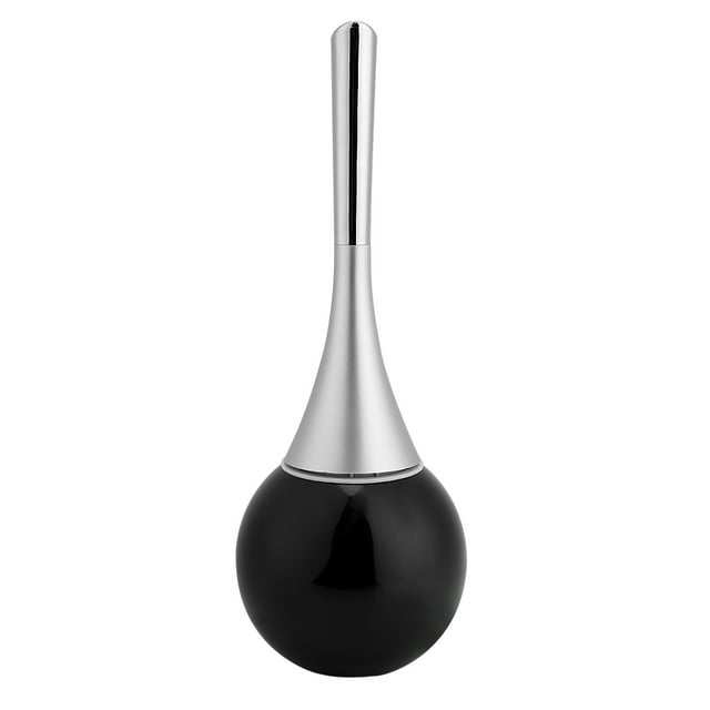 Creative Bathroom Toilet Scrub Cleaning Brush Holder Set with Stainless Steel Base (Black)