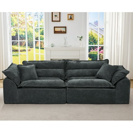Hobestluk 104" Sectional Sofa Couches 3 Seater Modular Sofa, Cloud Couch with Removable Cushion, Boneless Couch, Modular Sectional Couches for Living Room (Dark Grey)