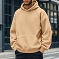 thumbnail image 4 of Zshosam Men's EverSoft Fleece Hoodie Pullover Sweatshirt(Khaki,S), 4 of 9