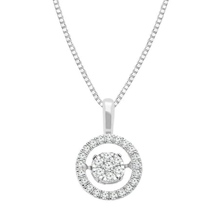 Brilliance Fine Jewelry Round 1/3 carat Lab Grown Diamond Dancing Diamond Pendant Necklace in Sterling Silver