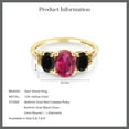 thumbnail image 4 of Gem Stone King 2.34 Ct Oval Red Created Ruby Black Onyx 10K Yellow Gold Ring (Size 9), 4 of 4