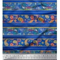 thumbnail image 1 of Soimoi Blue Viscose Chiffon Fabric Stripe,Floral & Paisley Artistic Print Sewing Fabric Yard 42 Inch Wide, 1 of 1