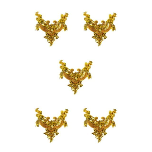 kurtrusly Beauté de Robe de Mariée avec Coudre sur Perles Garniture Patchs Faits avec Acrylique Large Application Polyvalent Jaune 5Set