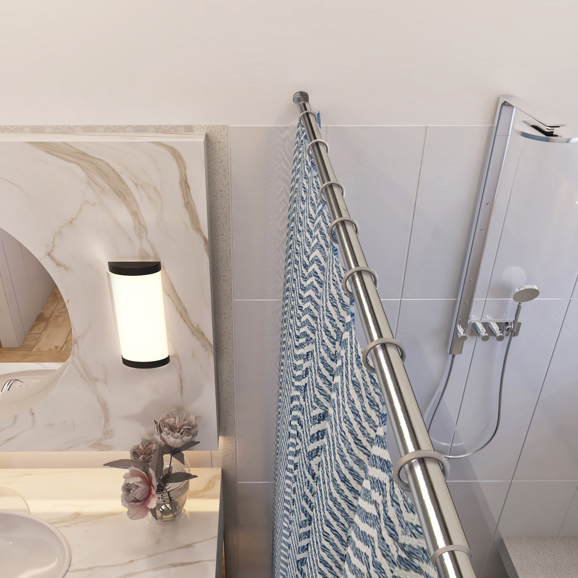 Design House Steel 36"-63" Expandable Tension Shower Curtain Rod
