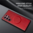thumbnail image 2 of Allytechgroup Magnetic for Samsung Galaxy S23 Ultra Case, Compatible with MagSafe Support Magnetic Car Phone Mount PU Leather Slim Phone Case for Women Men for Samsung Galaxy S23 Ultra, Winered, 2 of 10