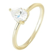 AIA JEWELRY 0.75Ct Diamond Ring Simulant White Zircon - Water Drop Shaped 14k Gold Plated 925 Sterling Silver Rings - Engagement Rings & Wedding Rings for Women