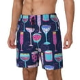 thumbnail image 1 of Fotbe Wine Glasses And Cocktails Traje de Baño para Hombre – Shorts de Natación de Secado Rápido con Forro y Bolsillos-Small, 1 of 6