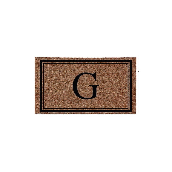 Evergreen Monogram Indoor Outdoor 100% Natural Coir Doormat 28" x 16" |  Letter  "G"