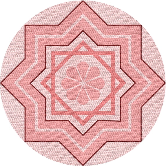 Ahgly Company Indoor Round Patterned Light Red Pink Area Rugs, 6' Round