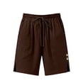 thumbnail image 4 of Sevevn Women's Linen Drawstring Shorts High Waist Elastic Waist Casual Summer Shorts with Pockets Brown S, 4 of 7